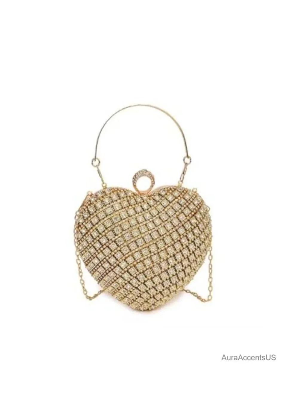 Rhinestone Heart Shape Clutch Evening Bag Prom Wedding Party